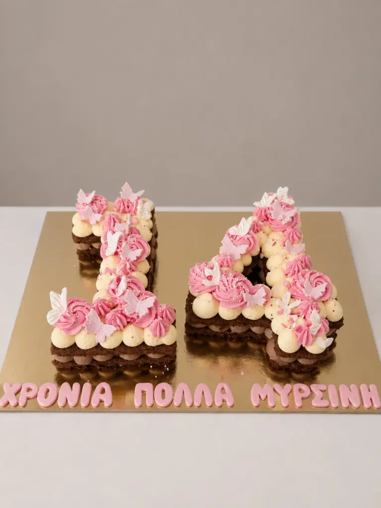 Sweet 14 🩷🦋 Μια τούρτα τόσο ξεχωριστή όσο και η μέρα ✨ #milopastry #birthdaycake #numbercake